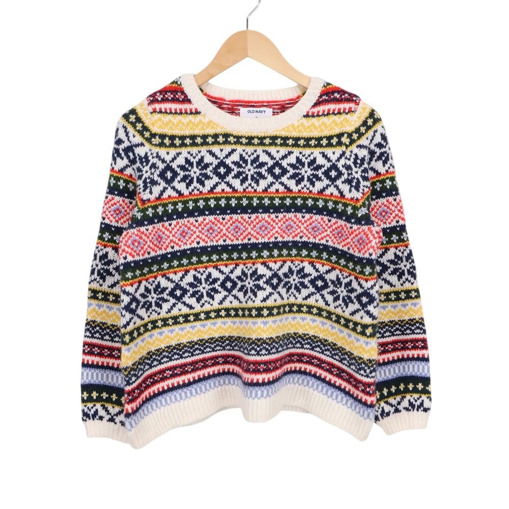 Old Navy Women's Fair Isle Crewneck Multicolor Winter Sweater Size XS